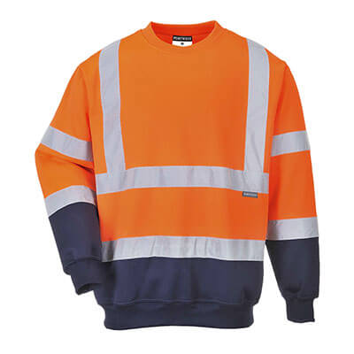 Sweatshrirt bicolore HV orange/marine - V7003