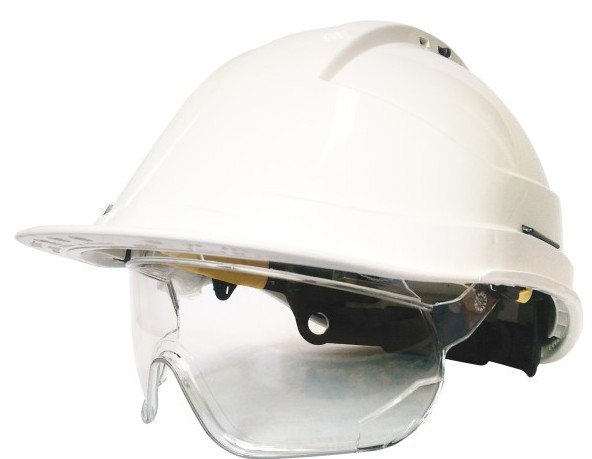 Casque Kara monteur blanc avec jugulaireet lunettes - C010500