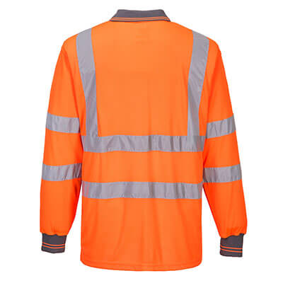 Polo HV orange manches longues - V6030 - Image 2